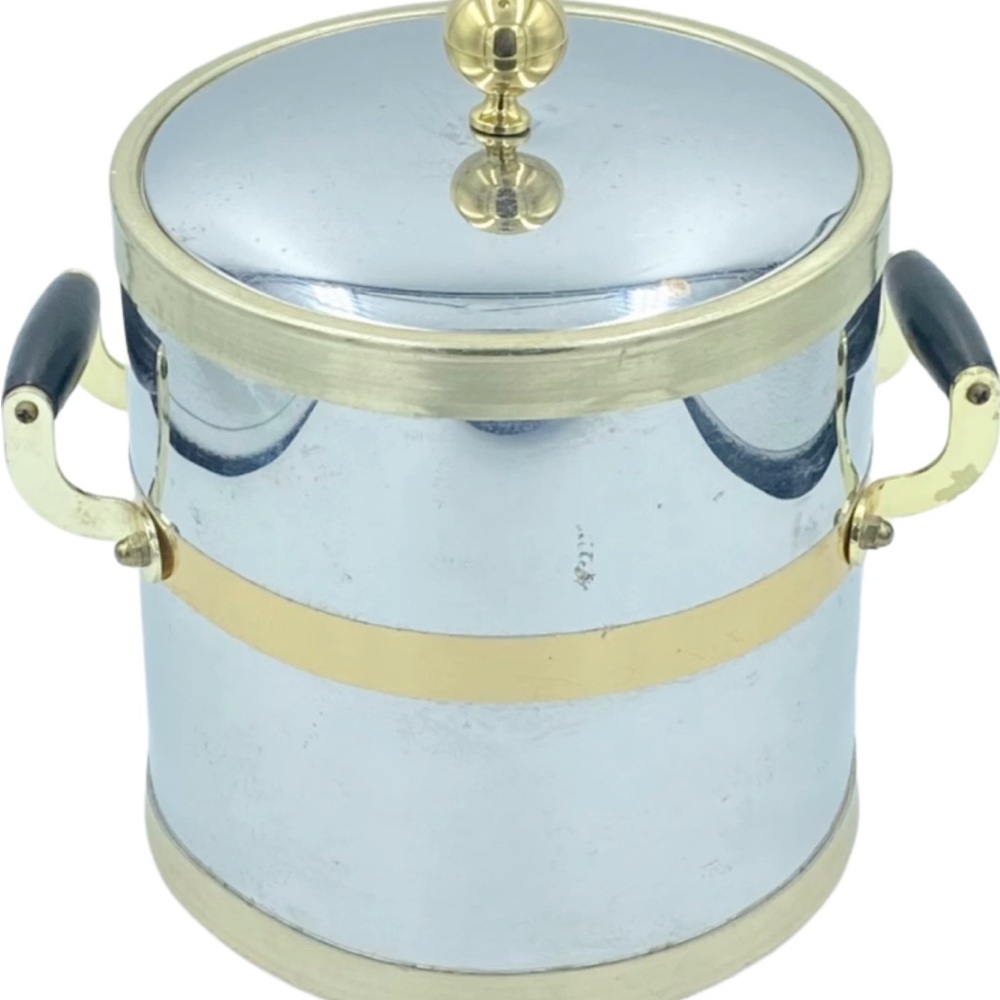Vintage Mid-Century Kraftware Silver Chrome Metal Ice Bucket Barware